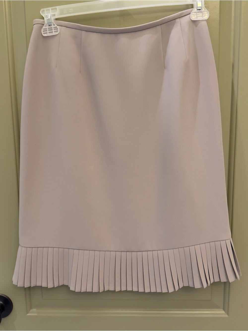 Le Suit Light Tan Pleated-Hem Pencil Skirt